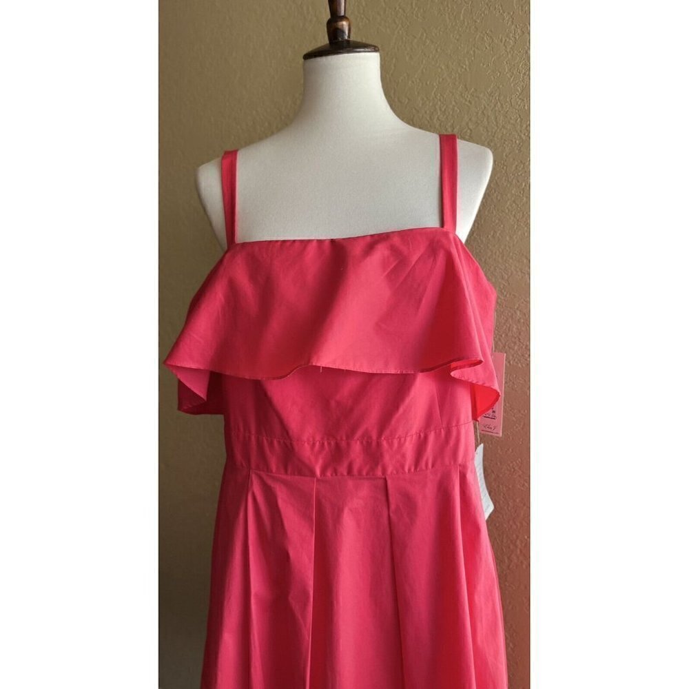 Eliza J Women's Pink Cotton Flouncy Ruffle Fit & Flare Sundress Dress Size 16 - Picture 12 of 12